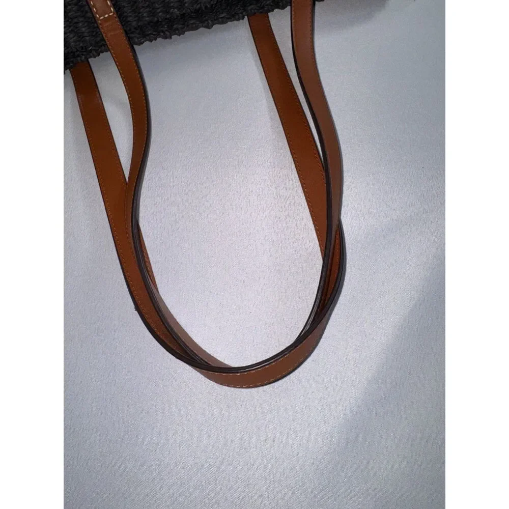 Ralph Lauren, striped Black and Tan straw Bag